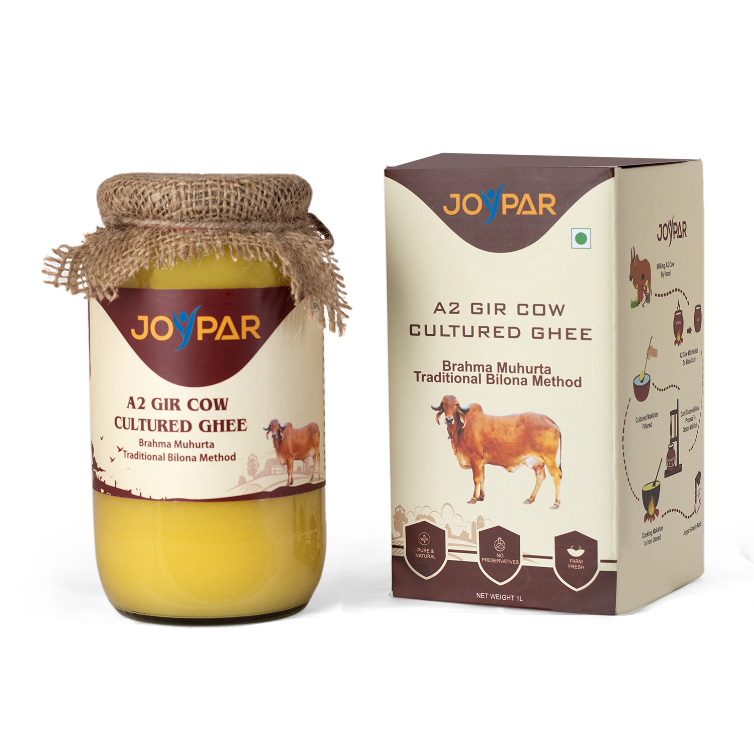 Desi Gir Cow | A2 Cultured Ghee,  2000ml (Large Size)